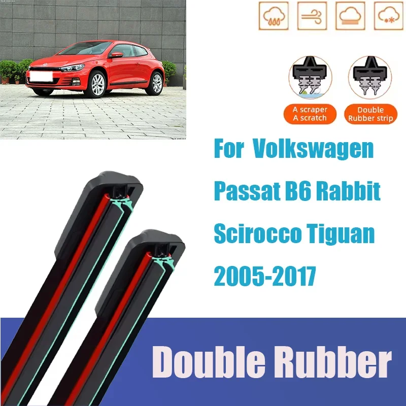 

For Volkswagen Passat B6 Rabbit Scirocco Tiguan Front Windshield Wiper Blades Multifunctional Third Gen Rubber Wiper Parts Mute