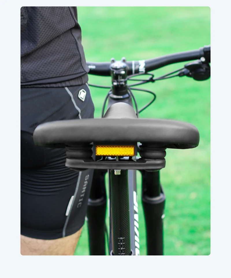 WEST BIKING Fahrradsattel Super Komfortabel Verbreitertes Kissen MTB City Bike Memory-Schaum Stoßdämpfend Sicherheits-Reflektierender Fahrradsitz – Detail 15