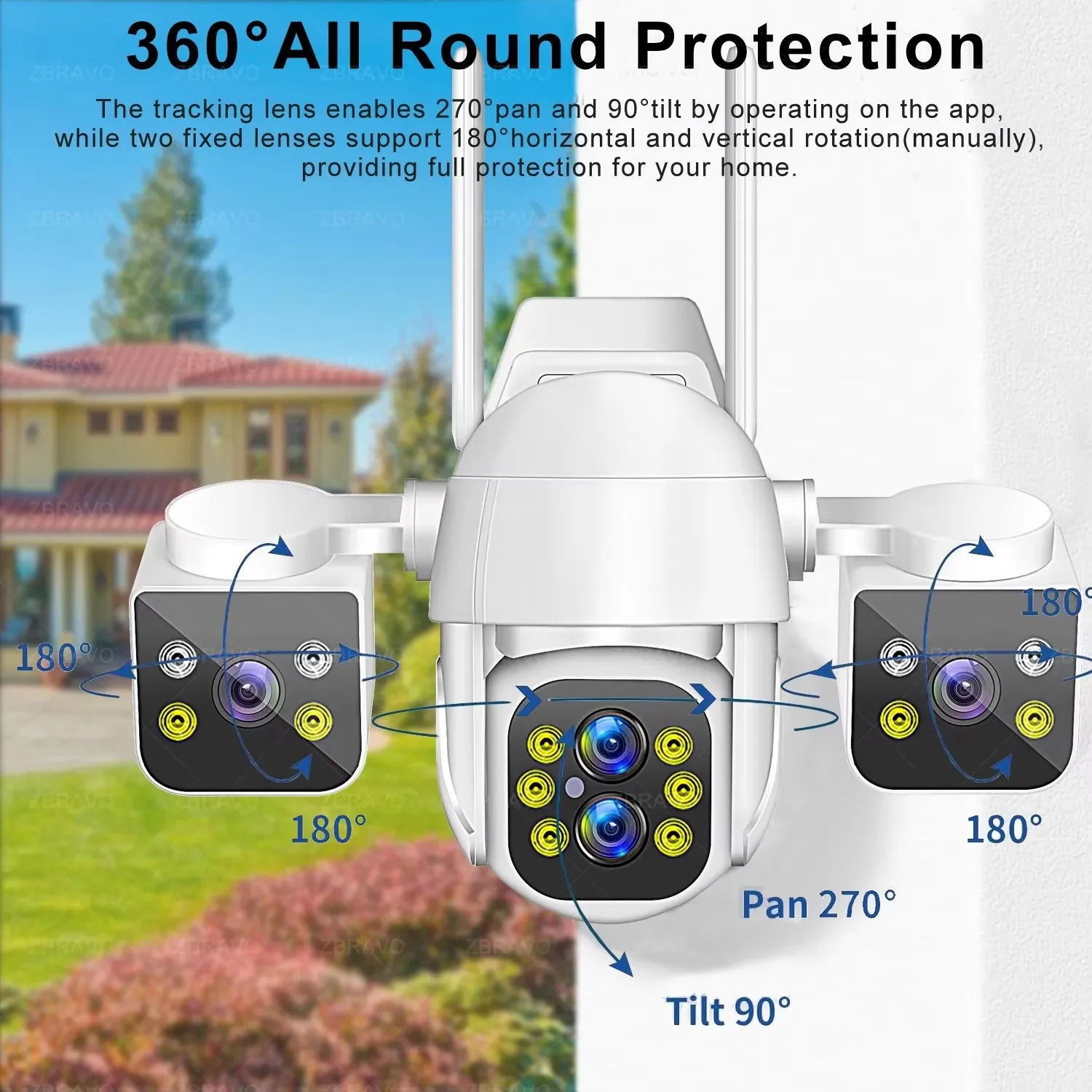 IPC360 HOME 8K 16MP 4 Lens 3 Screens 10X Zoom Wifi PTZ Camera Color Night Vision Motion Detection IP66 Security Camera System view 2