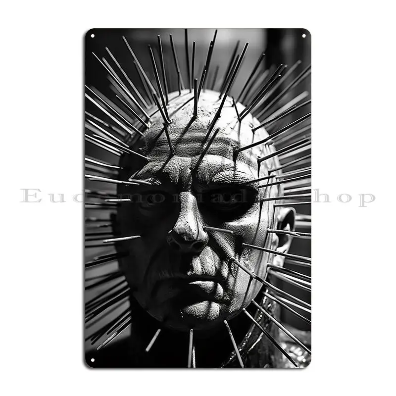 Pierced Face With Metal Spikes Metal Sign Printing Funny Wall Decor Club Printed Tin Sign Poster