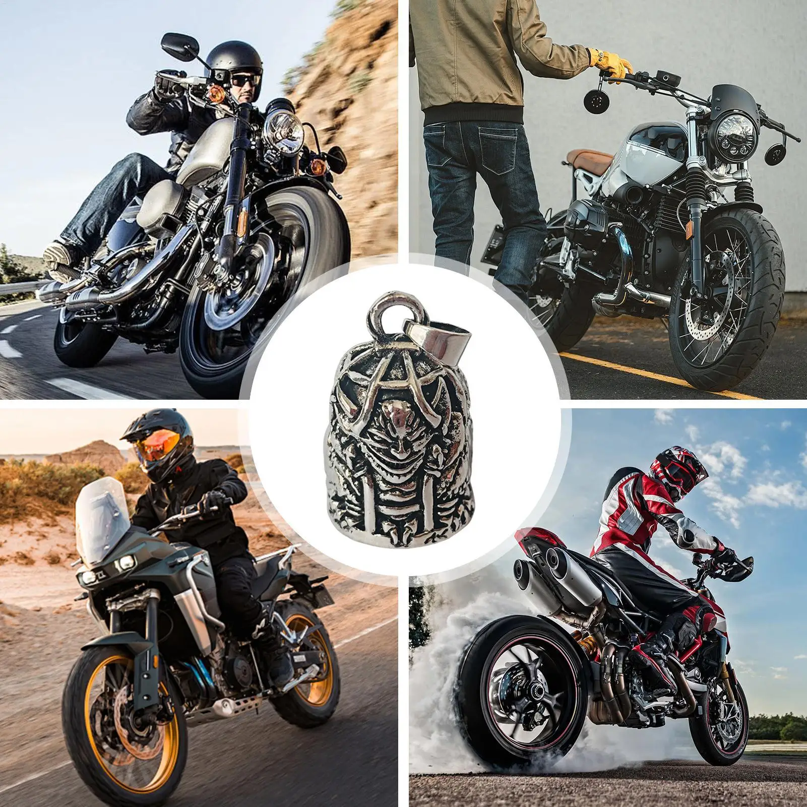 Motorcycle Style Retro Cage Demon Riding Lucky Bell Motorcycle Lucky Bell Riding Accessories For Riders Bikers Men