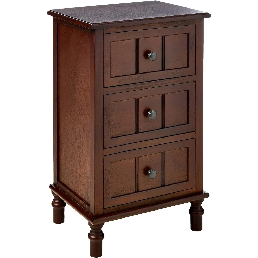 

Decor Therapy Simplify Three Drawer Wood Accent Cabinet Side Table, 11.8 in x 15.75 in x 26 in, Walnut