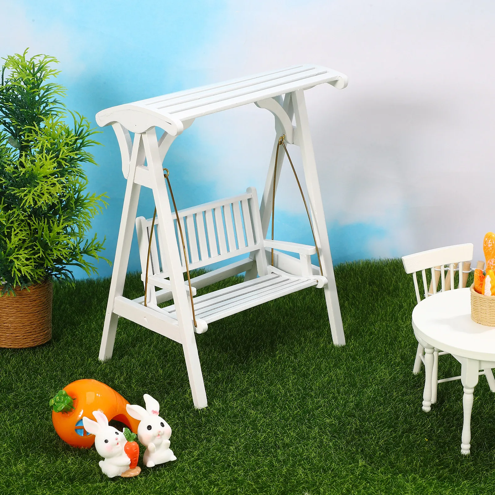 

Mini House Iron Swing Exquisite Tiny Swing Decoration Garden Micro Landscape Home Decor Creative Kids Gift Mini House Decor