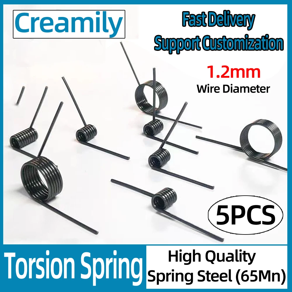Creamily 5PCS Wire Diameter 1.2mm 65Mn Steel Helical V-Shaped Torsion Spring Clamp Angle 60/90/120/180 Custom Metal Springs