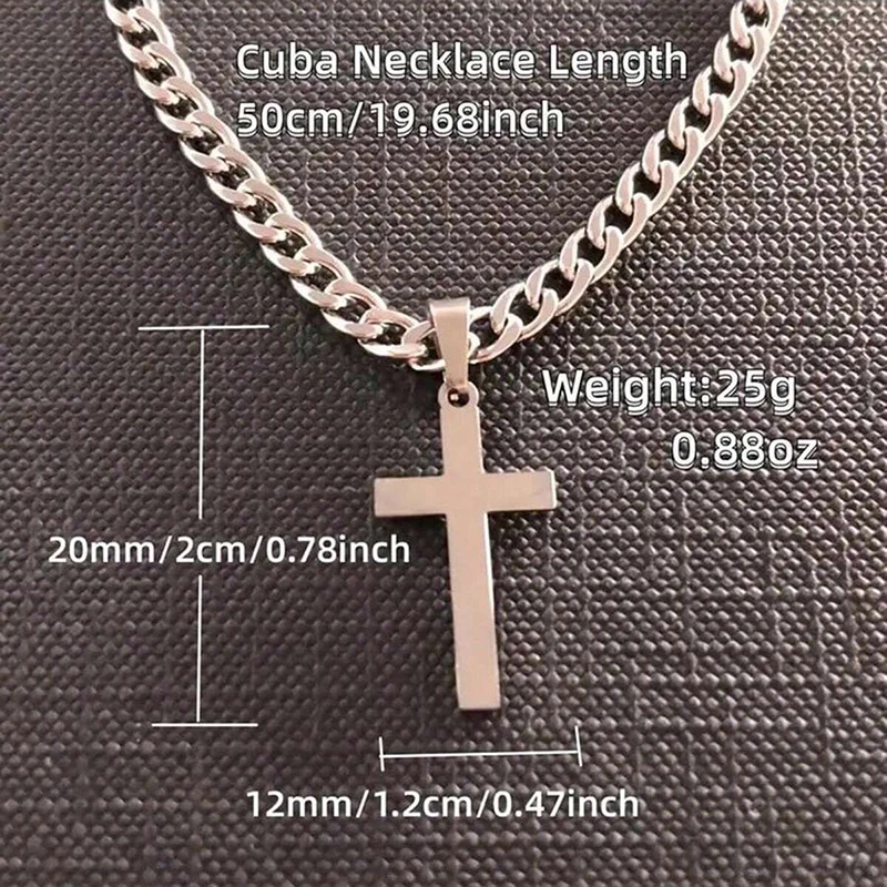 To My Son Stainless Steels Cross Pendant Cuban Chain Necklace With Inspirational Card Gifts