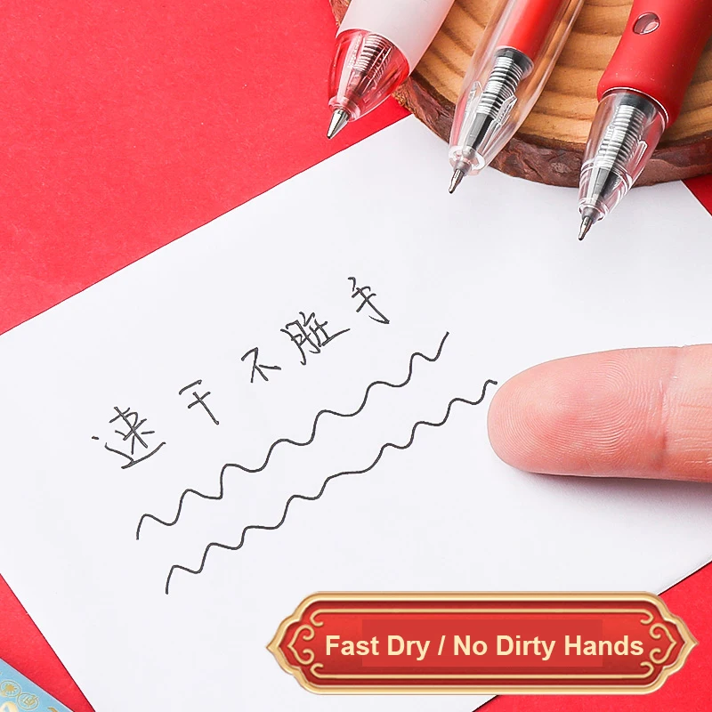 M&G 5Pcs/box Koi Series Retractable Gel Pen Chinese Style St Tip Pen Signature Pen 0.5mm Black Ink Stationery Supplies