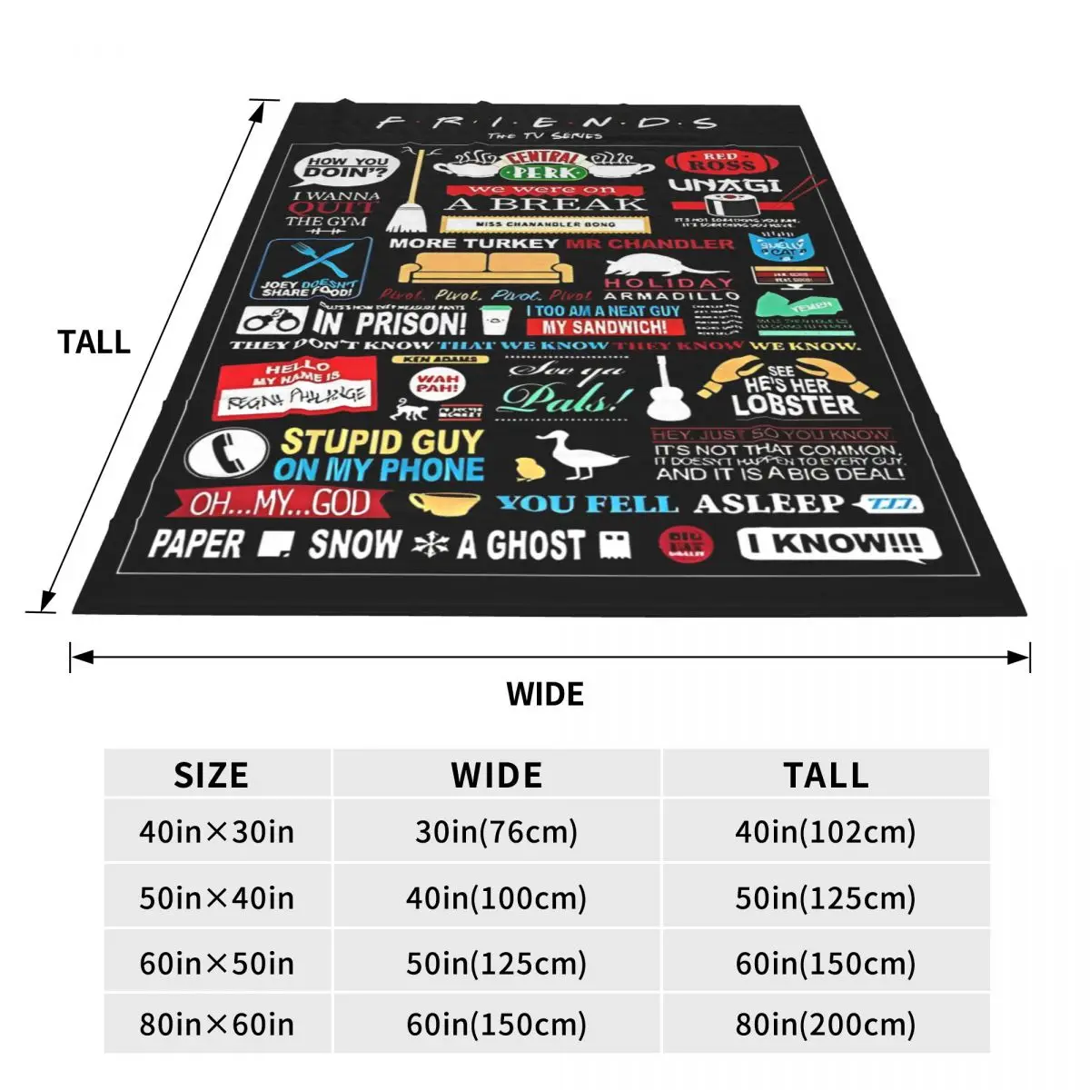 Friends The TV Series Quotes Knitted Blankets American tv Show Rachel Flannel Throw Blanket Bedroom Portable Ultra-Soft Warm image 6