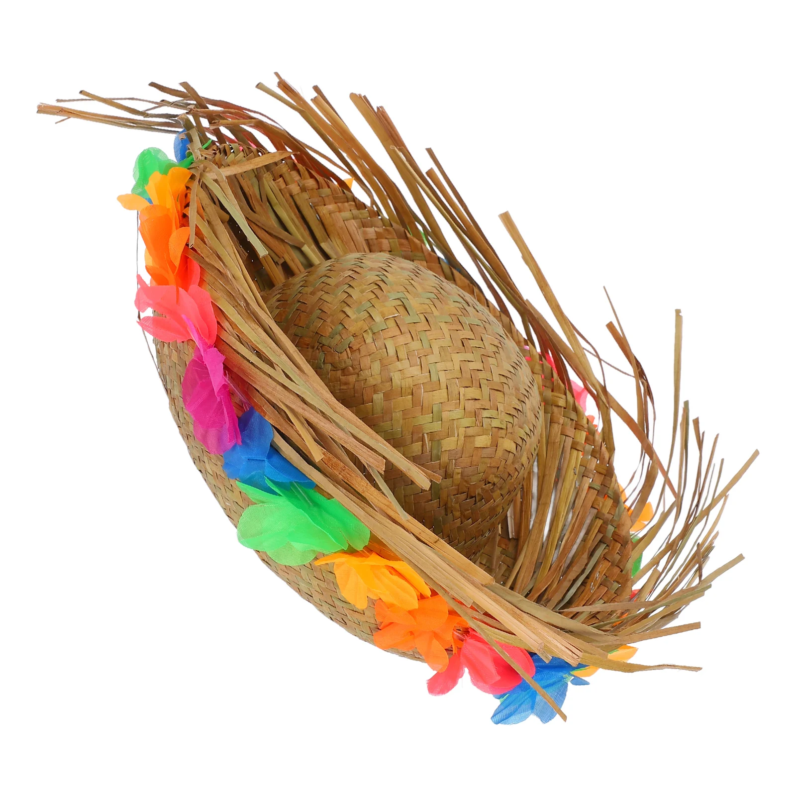 

Pet Straw Hat Dog Accessories Sun Hats for Dogs Cosplay Headgear Photo Prop Dress up Headdress Costume Puppy Woven Flower Mini