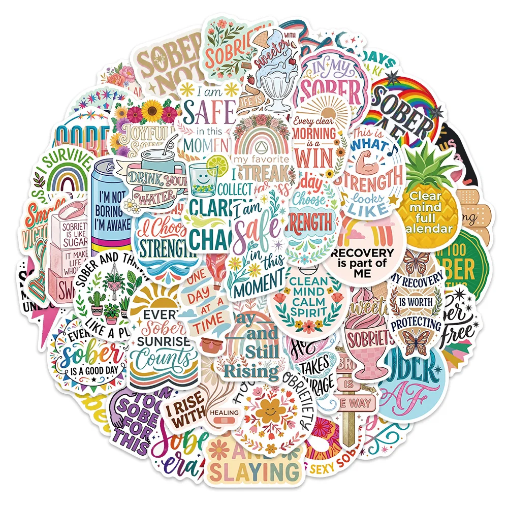 50PCS Alcohol Abstinence Encouragement Fun Graffiti Stickers DIY Phone Cases, Postcards, Luggage, Notebook Speakers Stickers