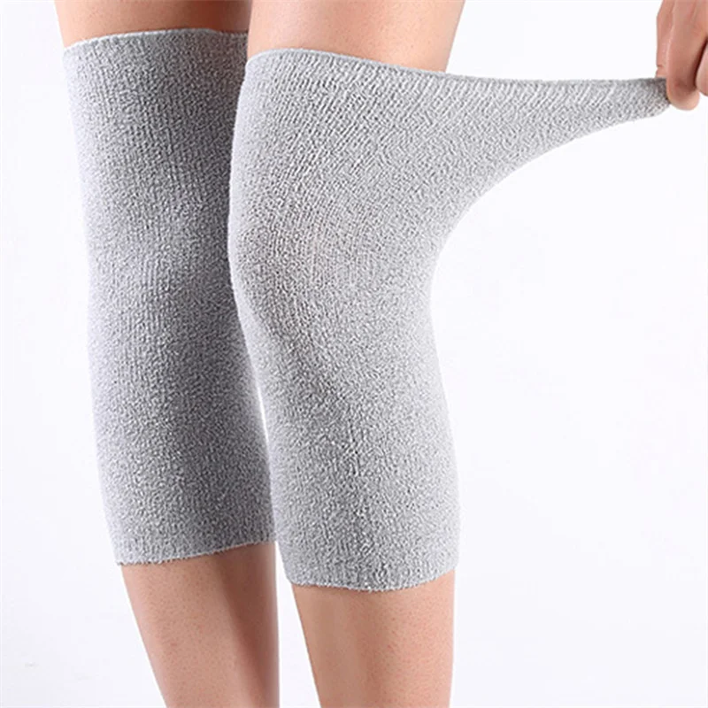 1 par de rodilleras cálidas de invierno, equipo Protector de carbón de bambú para mujeres y hombres mayores, rodillera, soporte para correr en invierno, Protector de rodilla