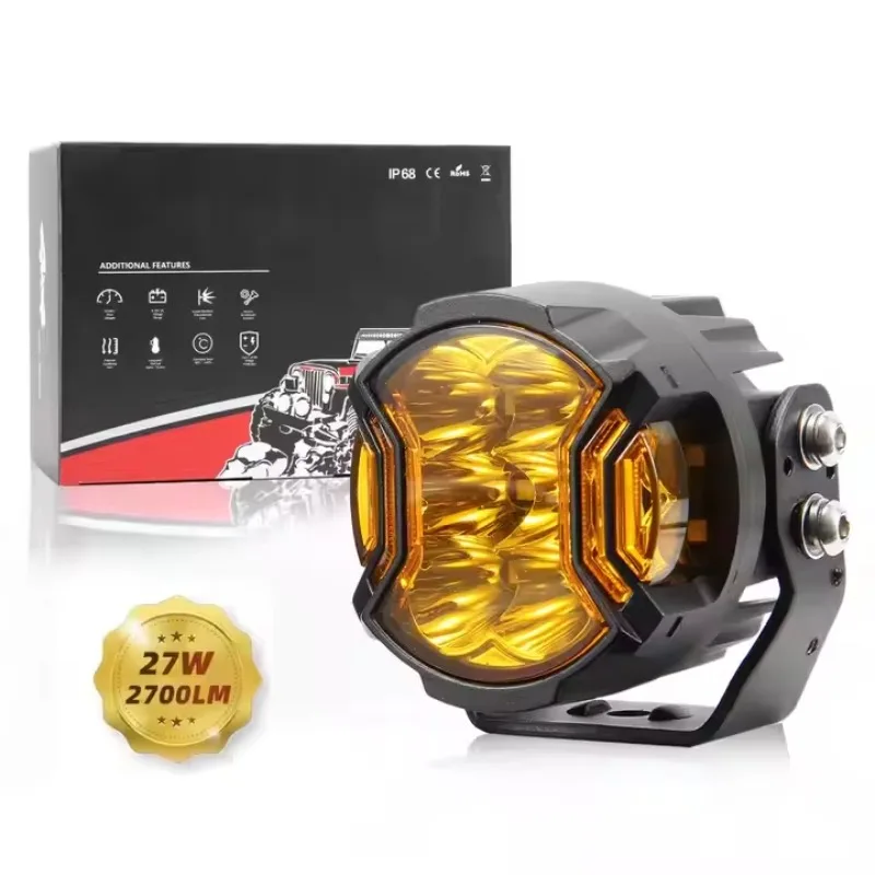 

Super Bright 3inch 27w Side Shooter DRL White Amber Led Work Fog Lights for 4x4 Offroad Truck SUV ATV Motorcycle