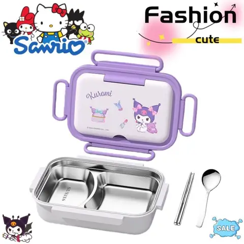 Sanrio Kuromi Lunch Box in acciaio inossidabile Simpatico cartone animato alla moda Creativo Scomparto Lunch Box Regalo di compleanno per gli amici