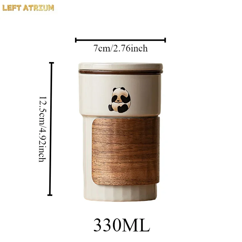 Cute Panda Ceramic Teacup for Home Use Tea Separation Office Cup with Lid Filter Mug Ceramic Water Cup