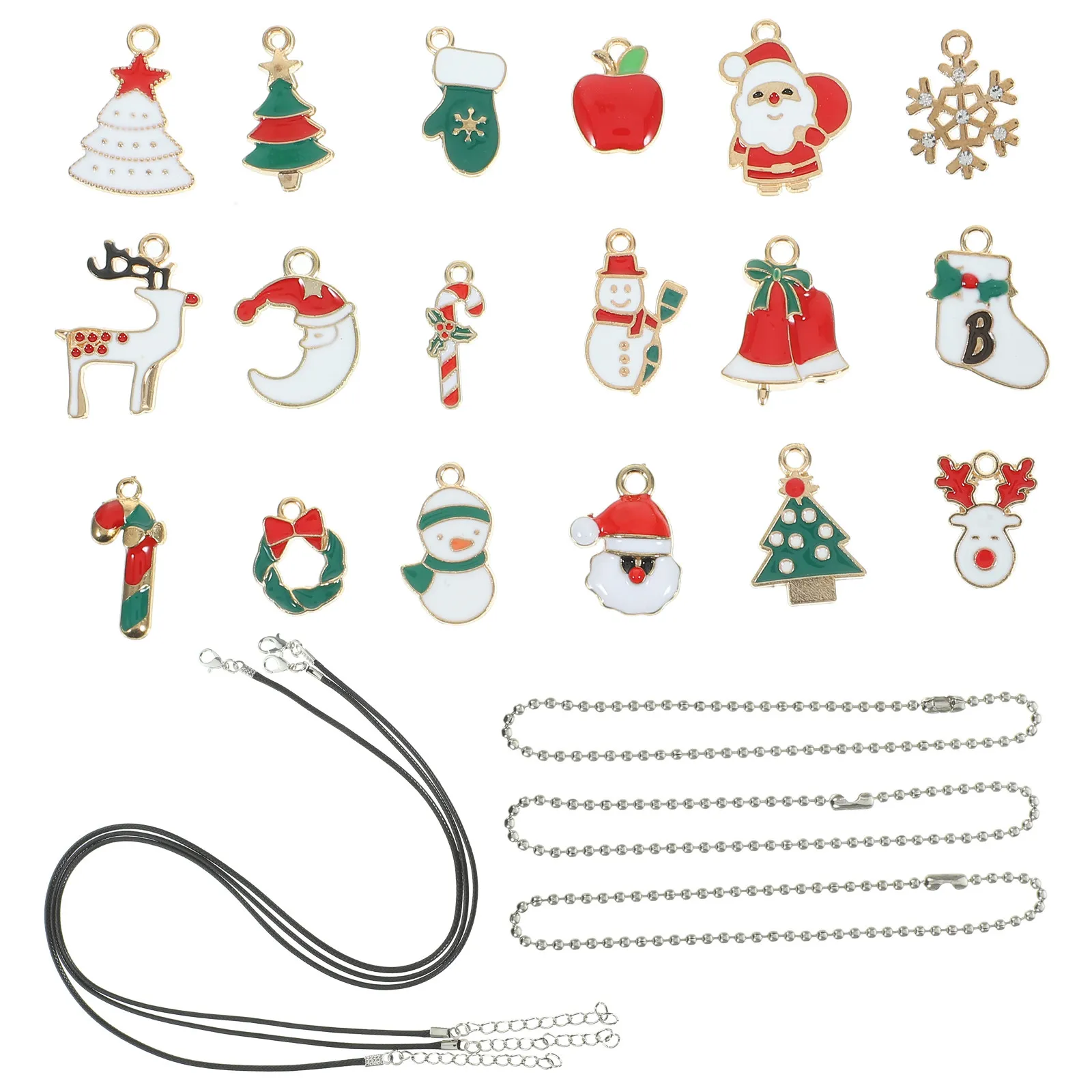 1 Box Christmas Alloy Pendants Santa Snow Xmas Tree Hangings 24 Cartoon Styles DIY Charms for Jewelry Making Xmas Party Home