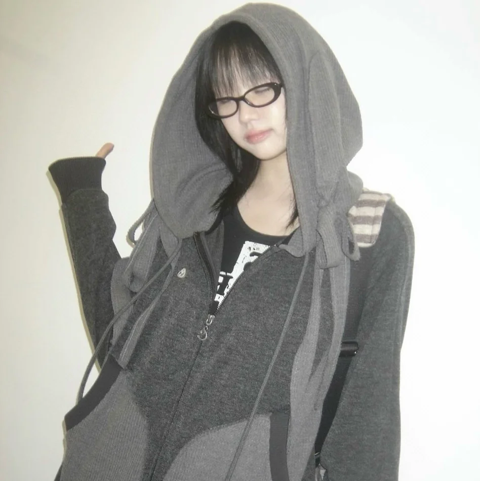 Coyseio Women's Knitted Zipper Hoodie Patchwork Color Block Long Sleeve Casual Comfortable Fit Hoodie for Commuting