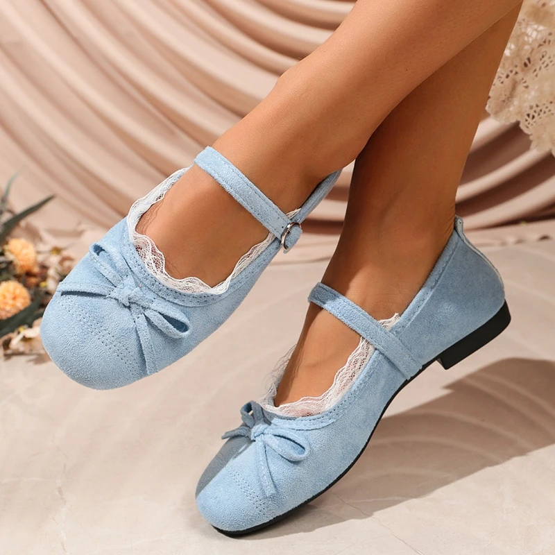 Spring Summer Elegant Butterfly Bow Buckle Sexy Low Heel Mary Jane Shoes Fashionable Best New Comfortable Woman Shoes