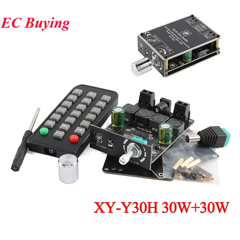 XY-Y30H Stereo BT BLE 5.1 Audio Digital Power Amplifier Board Module HIFI Level 30W+30W TPA3118D2 Infrared Remote Control 9-24V