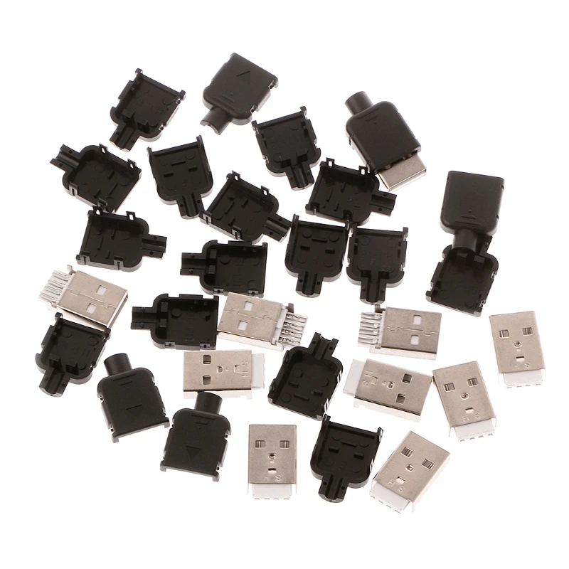 090F 10Sets Type A USB 4 Pin Male Socket Connector إنهاء البلاستيك لـ S