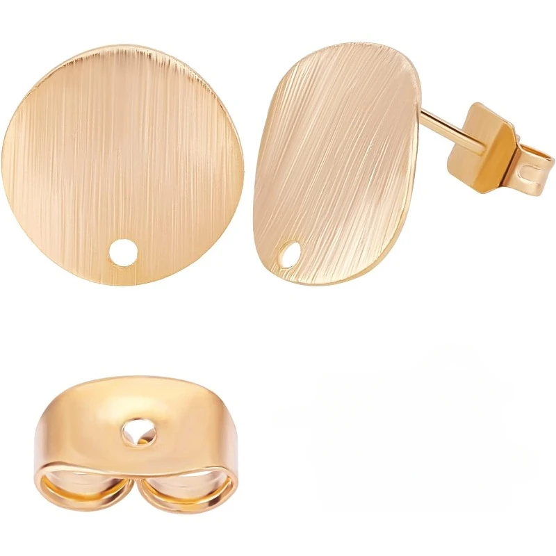 

20 шт./кор. 18-каратное позолоченное фурнитура для сережек, плоские круглые подушечки, заглушки для пирсинга ушей с отверстием и 20 шт. серьги-бабочки