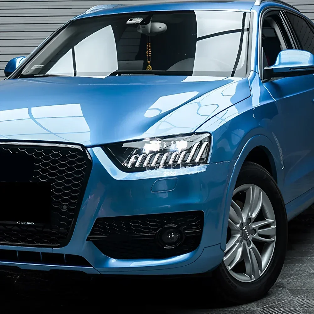 

Для Audi Q3 SQ3 2013-2018 светодиодные передние фонари автомобиля в сборе, обновленный стиль «ангельские глазки», двойные линзы проектора, аксессуары для автомобильных фар