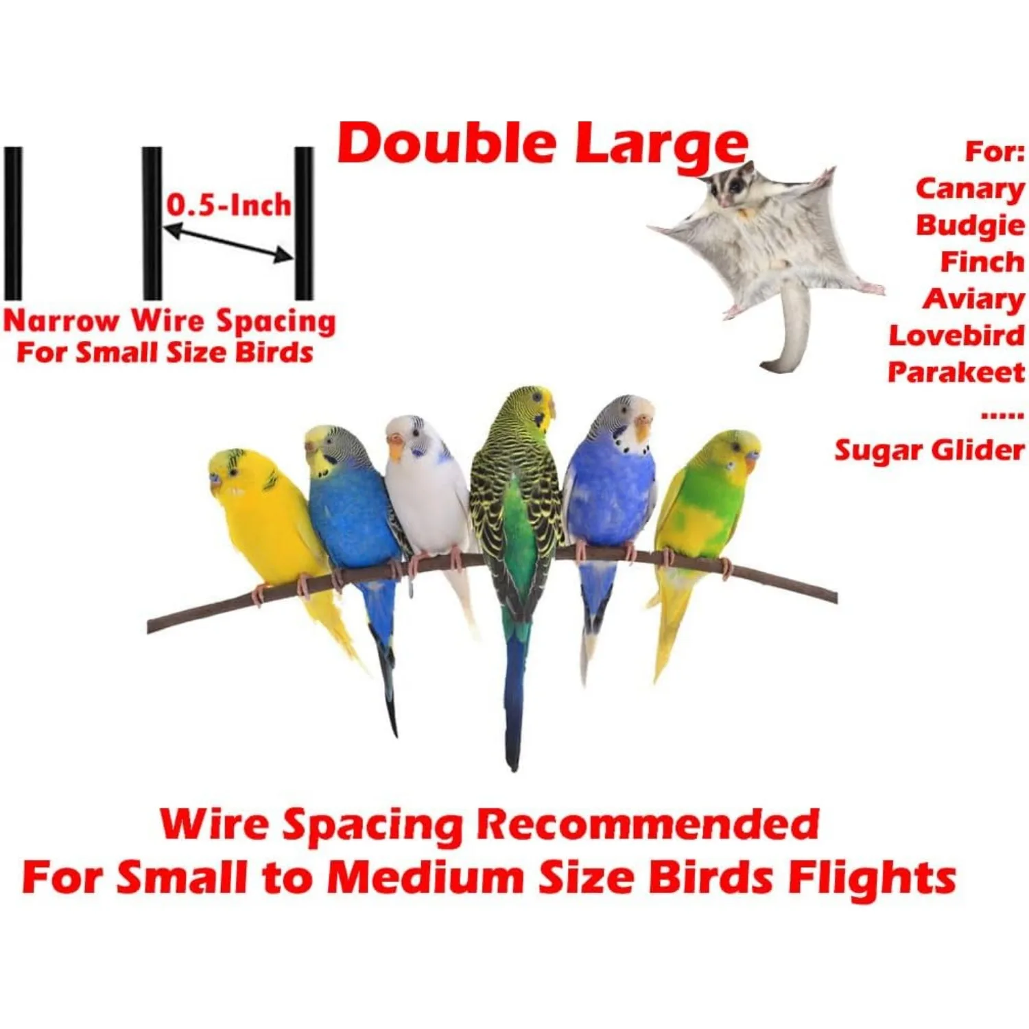 Casa para pájaros doble grande, casa para árboles, centro de vuelo para pájaros, jaula divisora con puertas laterales para nido de cría, soporte rodante extraíble