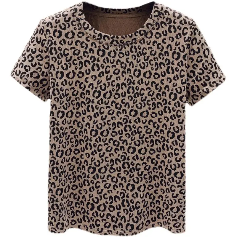 2024 Summer Elegant Fashion Harajuku Slim Fit Tops Loose Sport Casual All Match T-shirts O Neck Printed Short Sleeve Tshirts