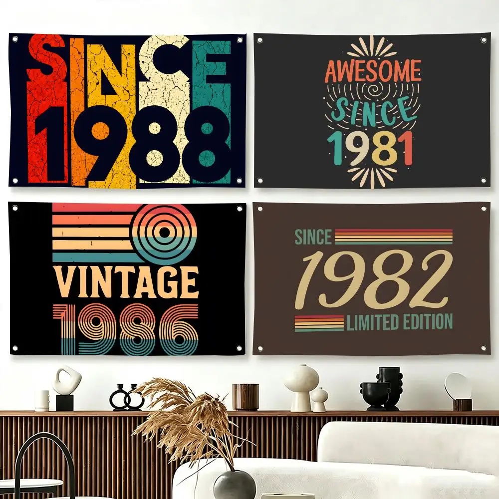 1980~1989 Vintage Vibe Flags  For Living Room Home Dorm Decor Wall Outdoor Camping Party Banner Gifts