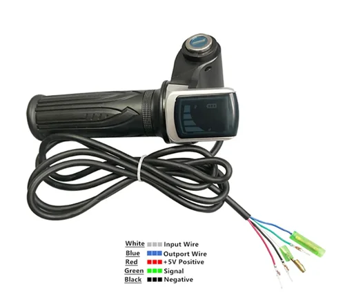 1 par de acelerador de giro de bicicleta con mango eléctrico Universal de 24-48V con indicador de pantalla LCD mango de Gas accesorios de llave de bloqueo de acelerador