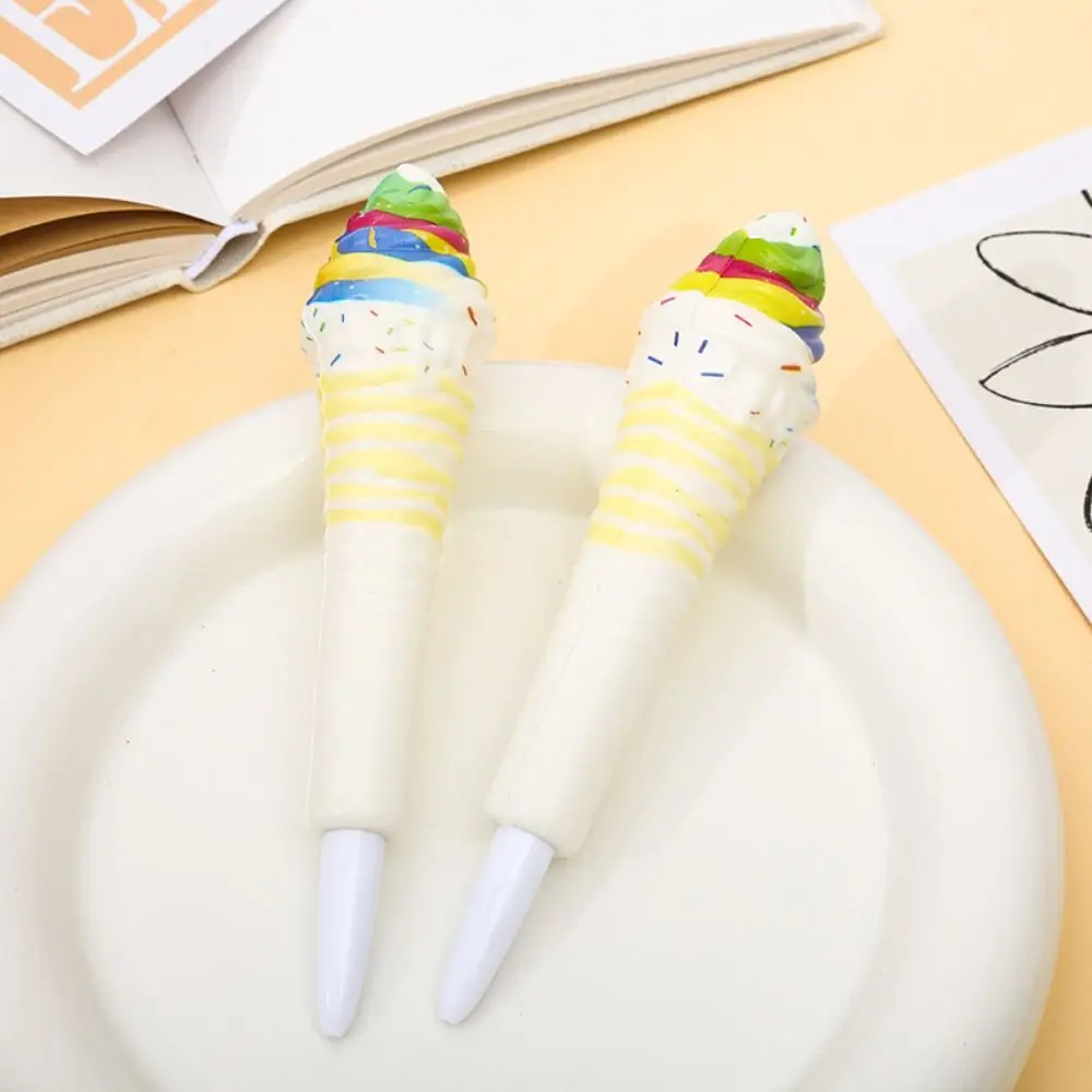 Kawaii Ice Cream Cute Soft Gel Pen Signature Ballpoint Pen Pinch Bounce Pen Writing 0.5mm Squeeze Sensory Toy Pen Stationery