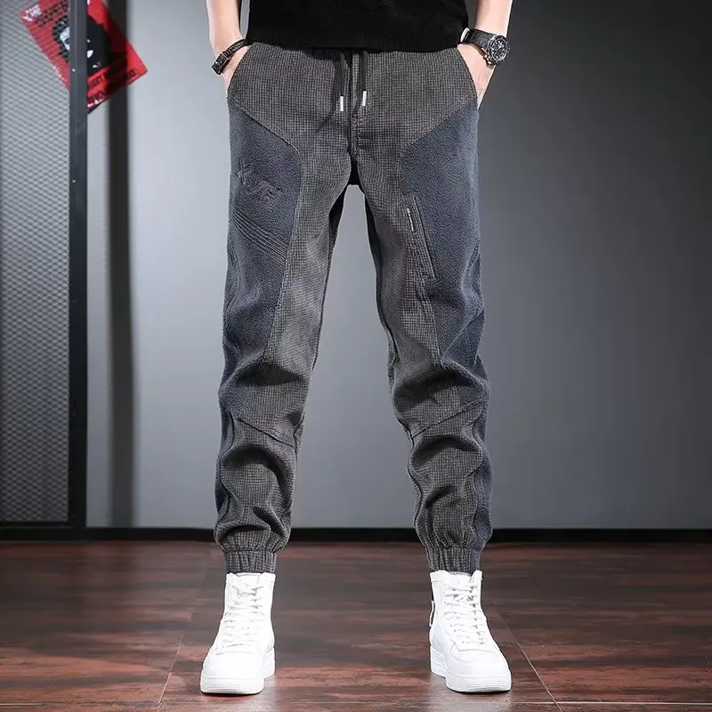 

Осень-зима, Новое поступление, свободные повседневные шаровары с манжетами, модные уличные модные универсальные мужские брюки высокого класса