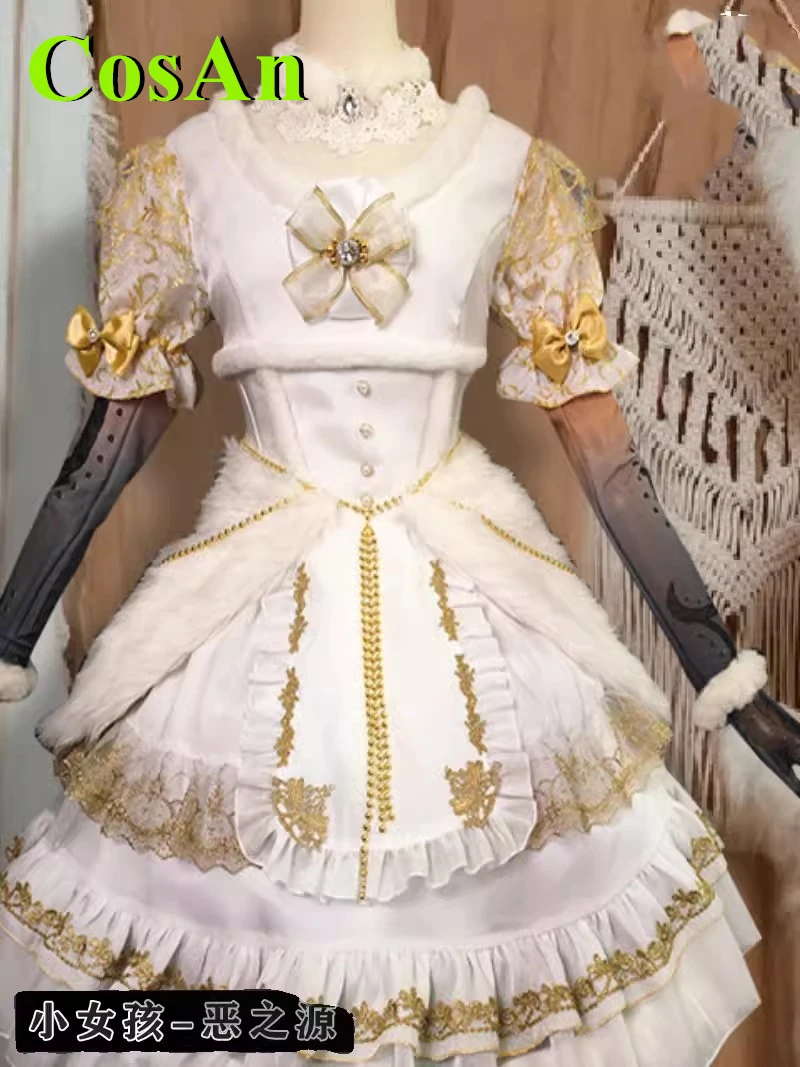 CosAn-traje de Cosplay de Anime para niña pequeña, traje de uniforme blanco a la moda, traje de Cosplay