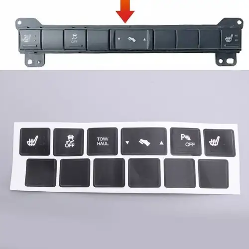 Imagen 1 del producto Juego de calcomanías adhesivas de reparación de botón de tracción de asiento calefactable, vinilo negro mate apto para Jeep Cherokee Commander 2005 2006 2007 2008 2009