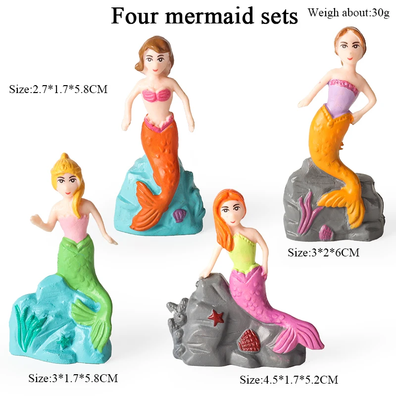 오에눅스 프린세스 인어 소녀 인형 액션 피규어 동물 모델 PVC 귀여운 어린이 선물 케이크 토퍼 장난감