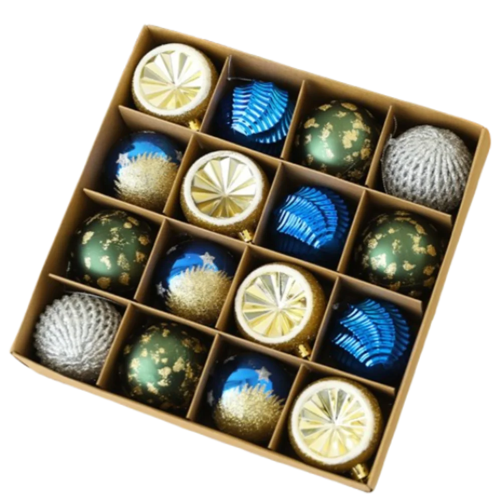 

16pcs 6cm Painted Christmas Balls Set Shatterproof Plastic Electroplated Hanging Balls Elegant Reusable Xmas Tree Pendants