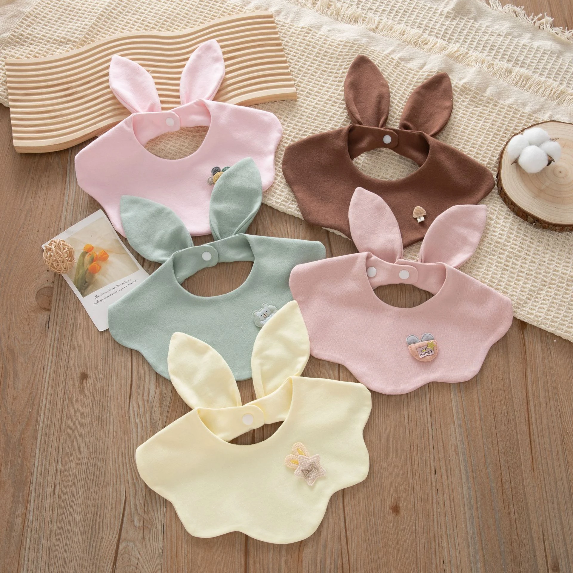 New Rabbit Ears Infants Baby Feeding Drool Bib Cute Floral Animal Cotton Saliva Towel Soft Burp Cloth For Newborn Toddler Bibs