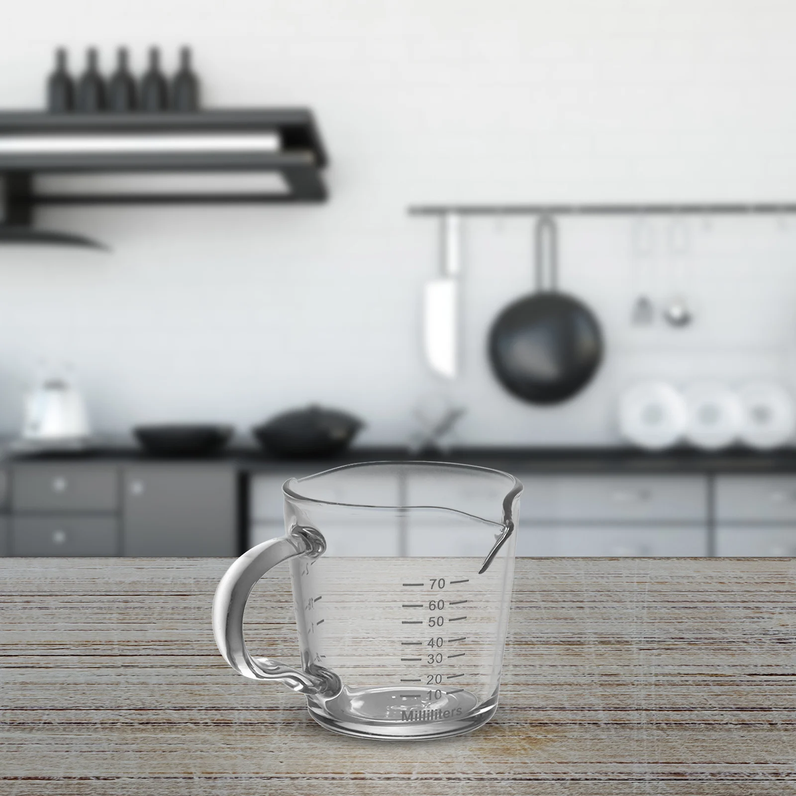 

1Pcs Double-Mouth Glass Cup High Stretch Silicone Crystal Clear Easy to Clean Temperature Resistant Measuring Scale