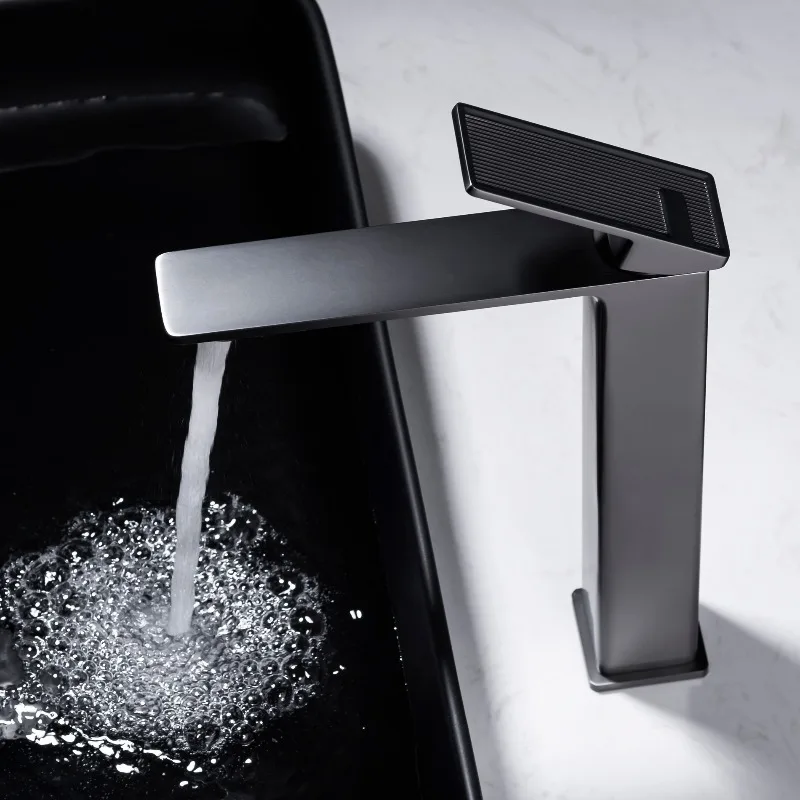 Raised faucet washbasin, hot and cold water bathroom, square gray faucet washbasin, washbasin, basin on the table, washbasin