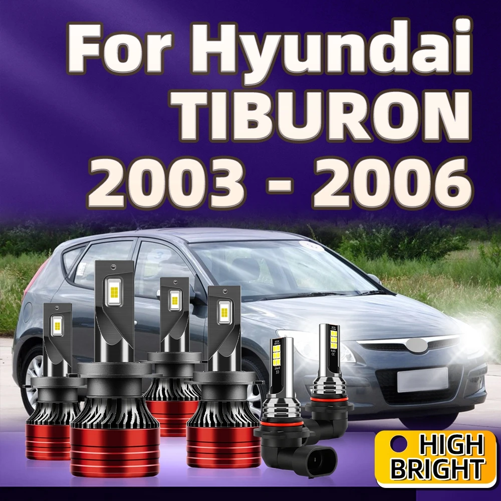 

2/4/6Pcs Car Lights 30000LM LED H7 Headlight With Speed Fan HB4 Fog Lamp For Hyundai TIBURON 2003 2004 2005 2006