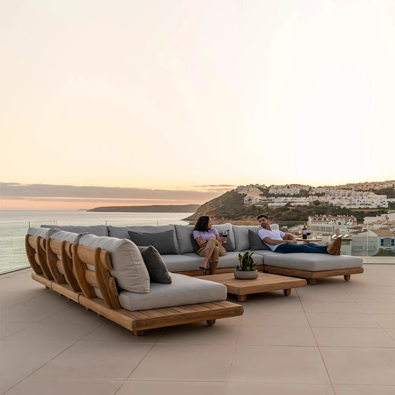 Outdoor sofa rainproof and sunscreen coffee table combination