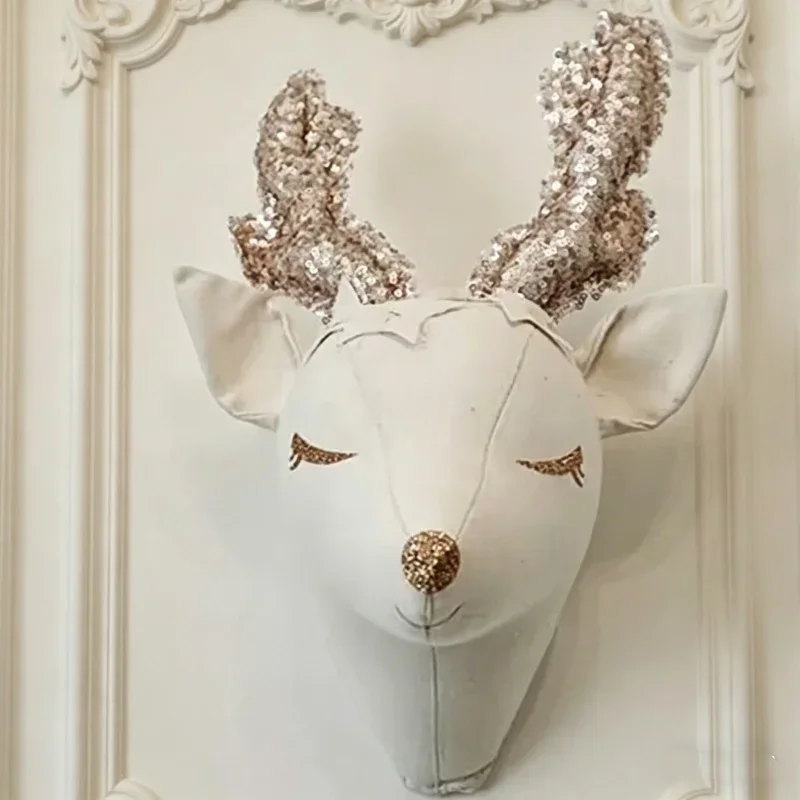 

Handmade Felt Animals Head Room Decor Elephant Unicorn Plush Toy Animal Heads Wall Decoration for Children Easy Install Ornament