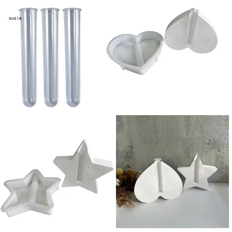 Concrete Mould Star/Heart Hand-Making Supplies for DIY Hand-Making Vase X7YA