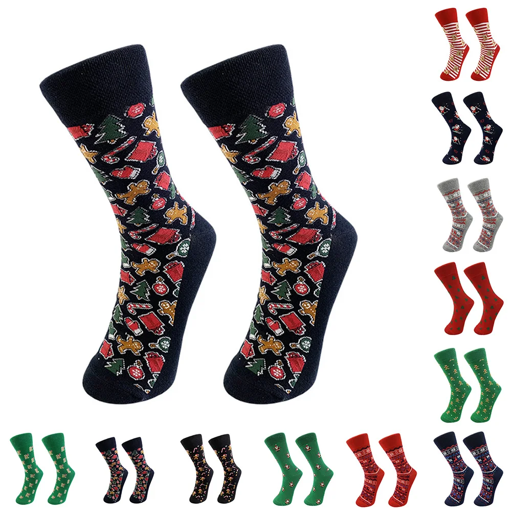 

Christmas Daily Life Cartoon Mid-length Socks Autumn Winter Socks Brand New Condition Christmas Socks Cotton Fabric