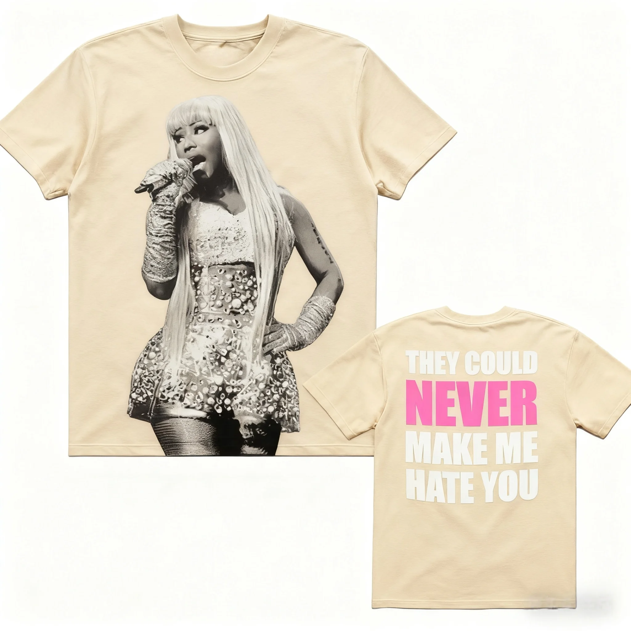 مغني الراب نيكي ميناج جولة الوردي الجمعة 2025 تي شيرت الرجال النساء الهيب هوب خمر المتضخم قصيرة الأكمام تي شيرت للجنسين بلايز شعبية #3