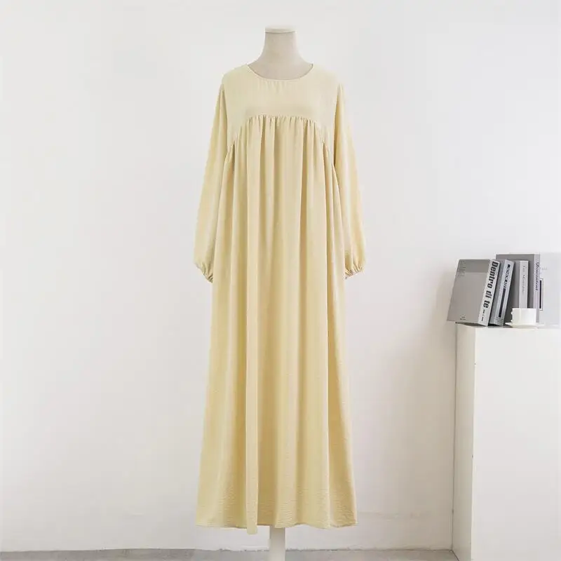 

2025 new loose long-sleeved solid color pullover robe skirt spring and autumn dress Z150