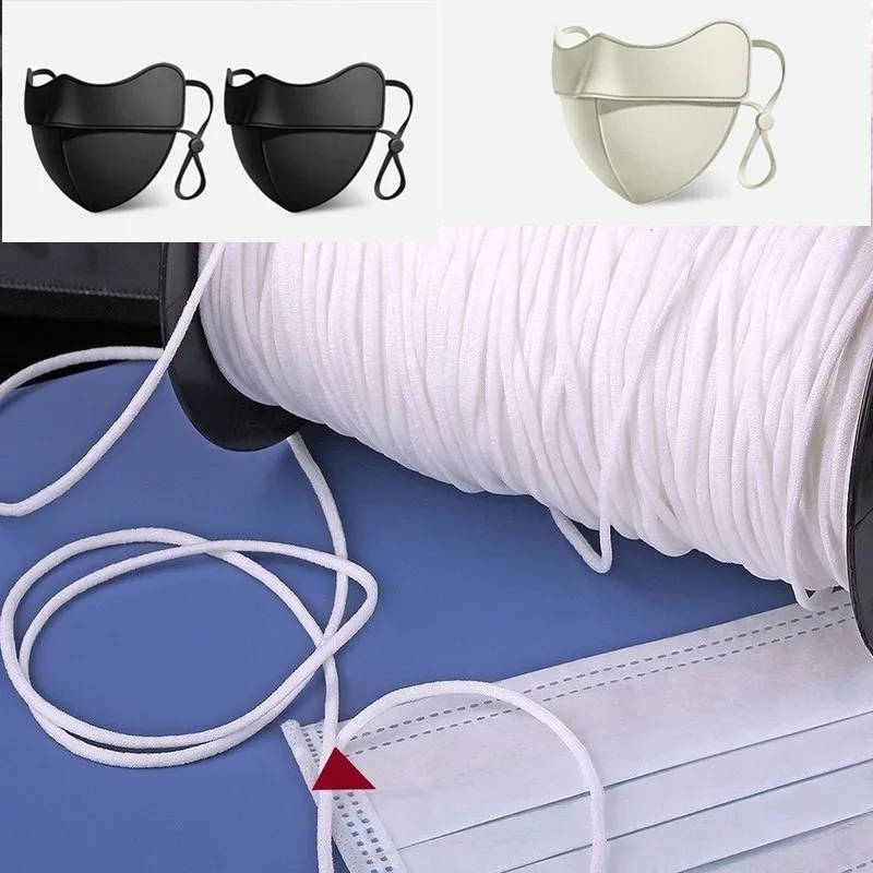 Apparel Accessories 3mm 220 Meters Flat Nylon Mask Rope White Mask Elastic Band