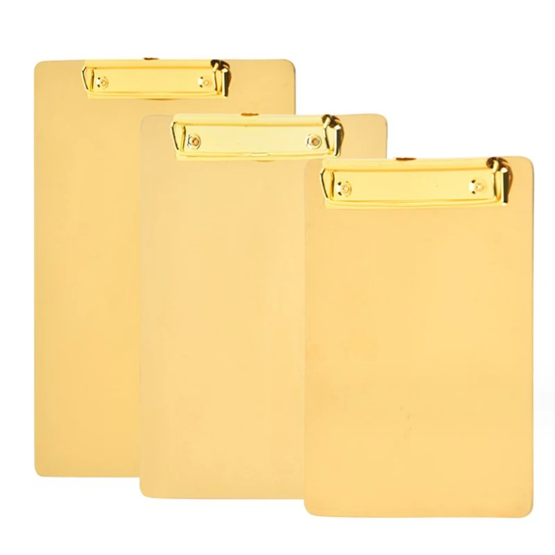 1Pc Golden Writing Board Clip Scandinavian A4 Metal File Notepad Clipboard Restaurant Ordering Clip