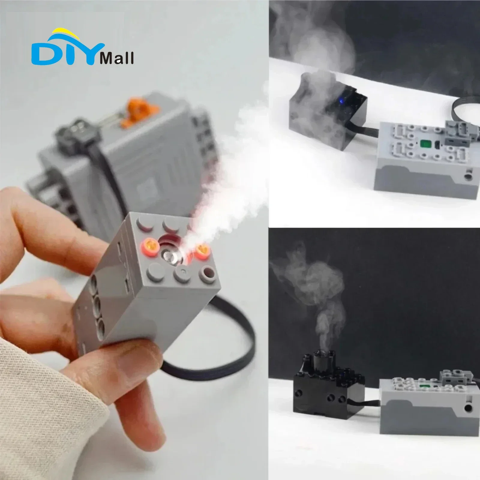 Elektrische Auspuff-Rauchspray-Teile mit roten LED-Leuchten für MOC-Sportwagenmodelle, kompatibles Bausteinspielzeug