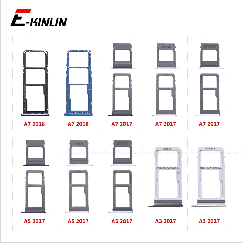 Micro SD / Sim Card Tray Socket Adapter For Samsung Galaxy A7 A5 A3 2018 2017 A750 A720 A320 Connector Slot Reader Container