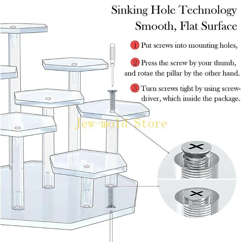 

C71B Premium Clear/Black Acrylic Pedestal Display Riser Stands Set Decorative Display Riser for Cake Dessert Rack Party Decor