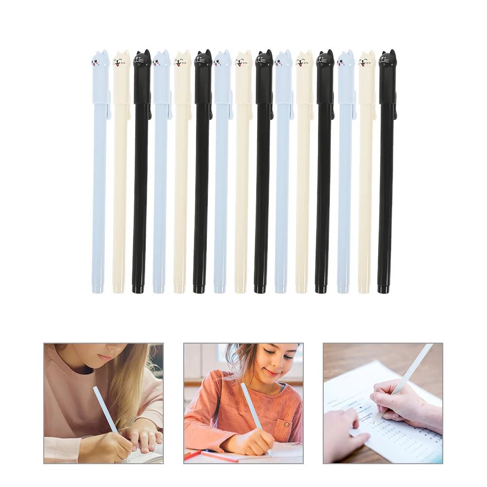 

15 шт., гелевая ручка в стиле кошки, легкие портативные ручки для письма для офиса, домашних заданий, студенческие принадлежности, вещи для школы